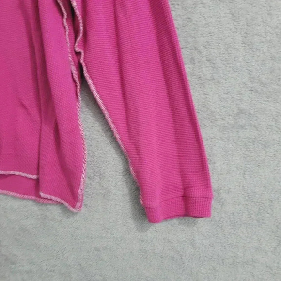 Vtg Quacker Factory Pink Waffle Knit Long sleeve Top Sequin Christmas 2X  5PT - Picture 6 of 7